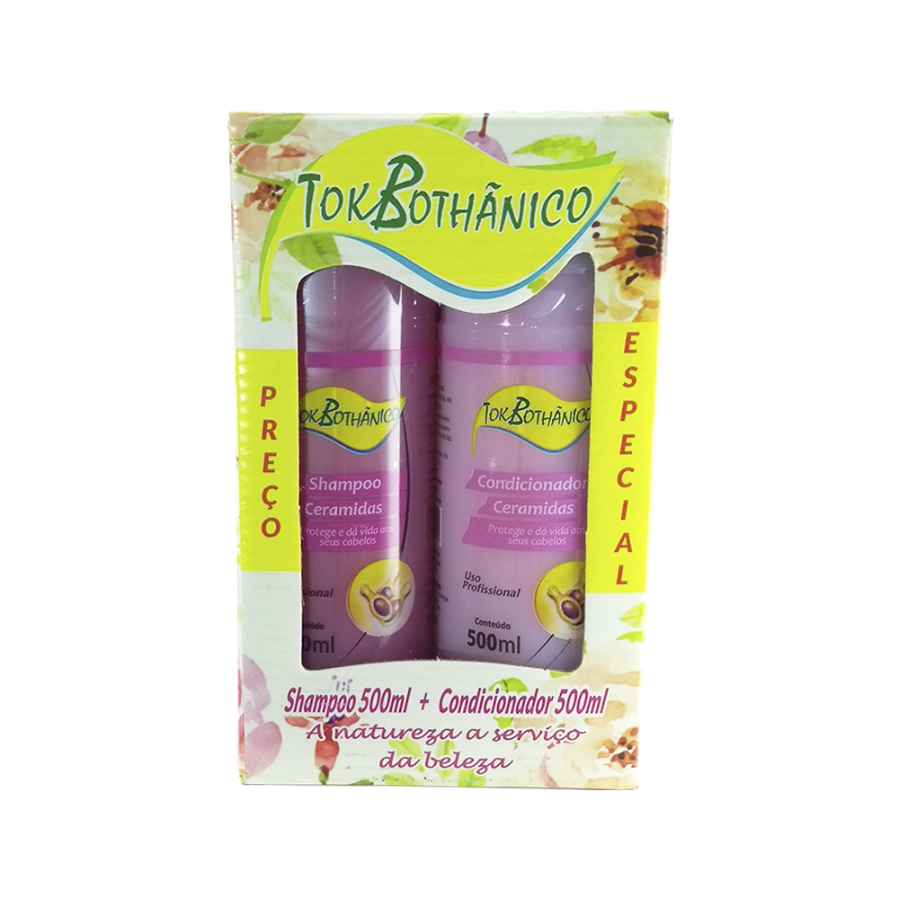 kit shampoo + condicionador ceramidas tok bothânico - 500ml